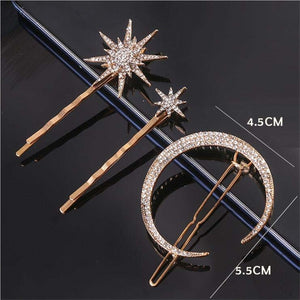 Luxury Elegant Shining Full Stars Silver Gold Hair Clips Ornament Headband Hairpin Fashion Accessories