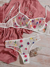 Load image into Gallery viewer, Lace Ribbon Flower Lingerie Set
