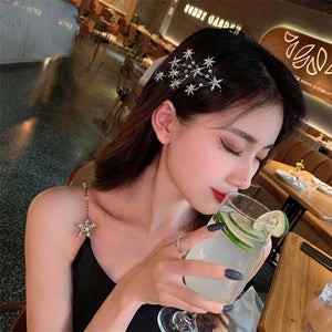 Luxury Elegant Shining Full Stars Silver Gold Hair Clips Ornament Headband Hairpin Fashion Accessories