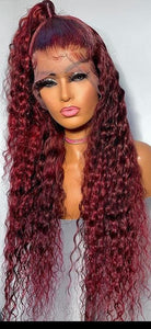 Brazilian Dark Red Curly Human Hair Wig