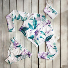 Load image into Gallery viewer, Flower Longsleeve 2 Piece Bikini Set
