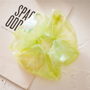 IslandGirl Shiny Mesh Scrunchies Rope Transparent Tulle Organza Hair Bands