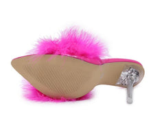 Load image into Gallery viewer, Furry Fashion Party Shoes Crystal High Heel Transparent Pumps
