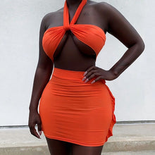 Load image into Gallery viewer, New Arrival Bathing Suit Wrapped Halter Top Mini Skirt Bikini Suit
