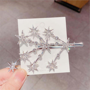 Luxury Elegant Shining Full Stars Silver Gold Hair Clips Ornament Headband Hairpin Fashion Accessories