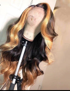 Peruvian Transparent Ombre or Natural Colored Human Hair Body Wave Lace Front Wig