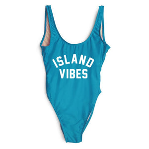 ISLAND VIBES Print High Cut Low Back Bathing Suits