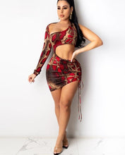 Load image into Gallery viewer, Red Snake Print Sleeve Dress Mini Dress
