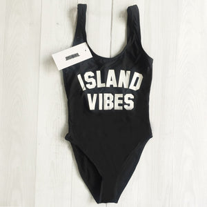 ISLAND VIBES Print High Cut Low Back Bathing Suits