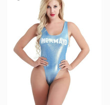 Load image into Gallery viewer, Island Girl Mermaid Shiny High Cut Teddy Bodysuit
