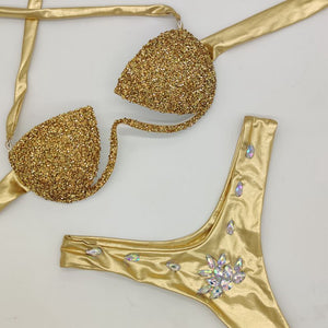 Glitter Bra Rhinestone Bikini Set