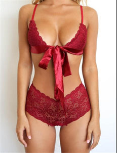 Halter lace-up vest holiday lingerie set