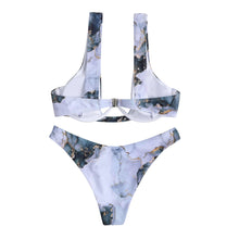 Load image into Gallery viewer, Marble Sport Bandeau Push up Bikinis Swimsuit
