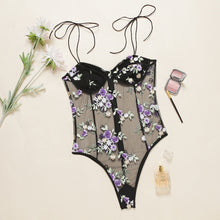 Load image into Gallery viewer, See Through Floral Embroidery IslandGirl Suit
