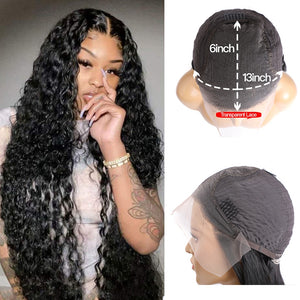 Ocean Water Wave Transparent Human Hair Wet and Wavy Lace Front Wig