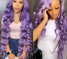 Load image into Gallery viewer, Virgin Peruvian Purple/Blonde/Natural Colored Transparent Lace Body Wave Wigs
