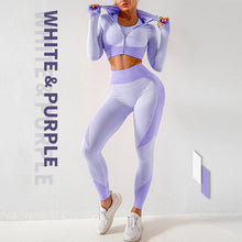 Load image into Gallery viewer, Seamless Knitting Yoga Suit Sexy Hip Lifting Fitness Three Piece Suit
