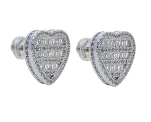 Iced Out Bling Cubic Zircoina Round Heart Shaped Earrings