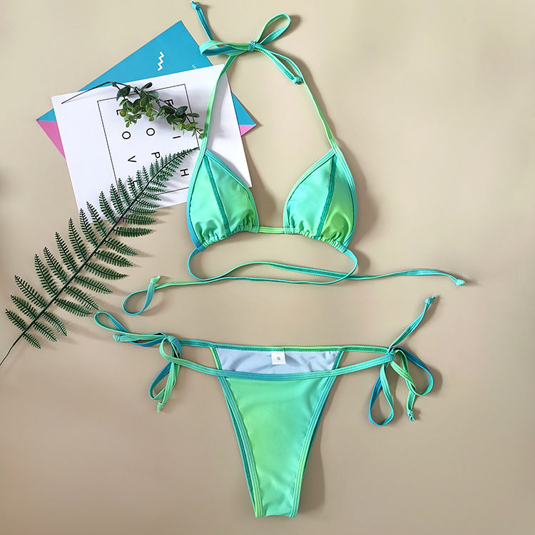 New Top Line Color Blooming Bikini Gradient Strap Swimsuit