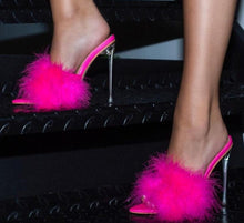 Load image into Gallery viewer, Furry Fashion Party Shoes Crystal High Heel Transparent Pumps
