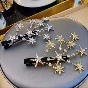 Luxury Elegant Shining Full Stars Silver Gold Hair Clips Ornament Headband Hairpin Fashion Accessories