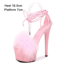 Load image into Gallery viewer, Fur Cross straps High Heels Stiletto Model IslandGirl Catwalk Shoe
