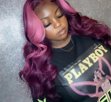 Load image into Gallery viewer, Virgin Peruvian Pink, Purple or Natural Colored Body Wave Transparent Lace Front Human Hair Wigs
