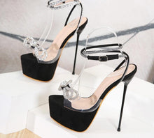 Load image into Gallery viewer, IslandGirl Sweet Butterfly-Knot Crystal Buckle Strap High Heels Shoes
