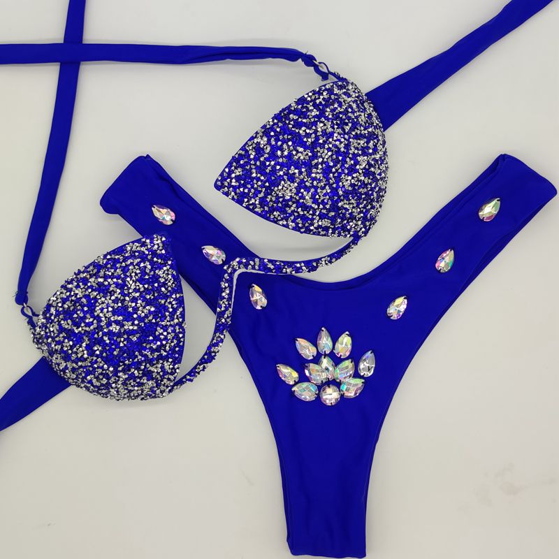 Glitter Bra Rhinestone Bikini Set