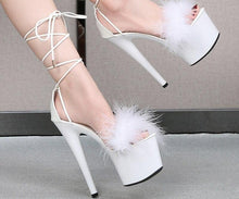 Load image into Gallery viewer, Fur Cross straps High Heels Stiletto Model IslandGirl Catwalk Shoe
