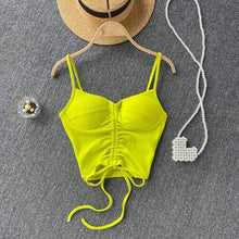 Load image into Gallery viewer, IslandGirl Spaghetti strap built in bra solid color crop tops
