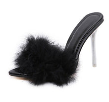 Load image into Gallery viewer, Furry Fashion Party Shoes Crystal High Heel Transparent Pumps
