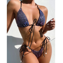 Load image into Gallery viewer, Night Glitter Sky Shiny Bikini Set
