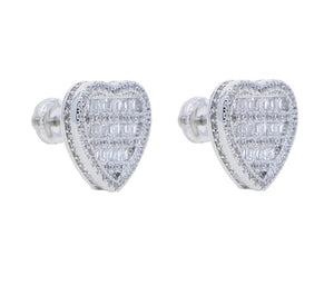 Iced Out Bling Cubic Zircoina Round Heart Shaped Earrings