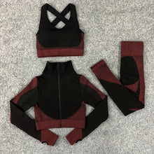 Load image into Gallery viewer, Seamless Knitting Yoga Suit Sexy Hip Lifting Fitness Three Piece Suit
