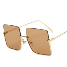 Load image into Gallery viewer, Metal Semi-rimless Sunglasses Retro Oversized Square Sun Glasses Fashion Half Metal Frame Streetwear Eyewear
