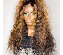 Load image into Gallery viewer, Highlight Blonde Curly Brown Brazilian Lace Front Wig
