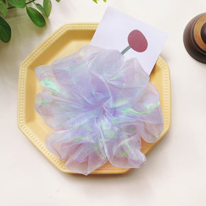 IslandGirl Shiny Mesh Scrunchies Rope Transparent Tulle Organza Hair Bands