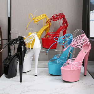 Tie Up Ankle Stiletto Platform High Heels