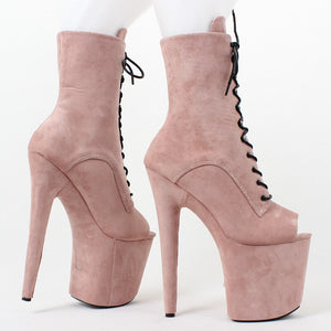 Rose Faux Suede Platform High Heel Boots