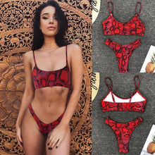 Load image into Gallery viewer, Red Leopard Printed Micro Bikini Set
