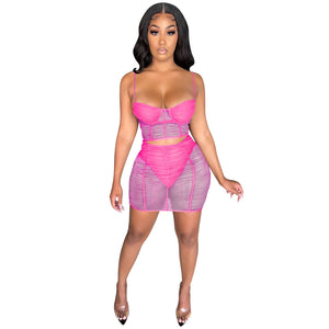 Ripple Me Mesh See Through Two Piece Set