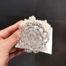 Load image into Gallery viewer, Crystal Zircon Women Scrunchies Hair Ties Elastic Rubber Bands Girl Flower Floral Head Accessories
