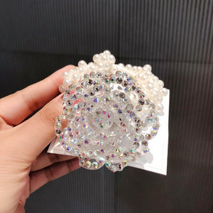 Crystal Zircon Women Scrunchies Hair Ties Elastic Rubber Bands Girl Flower Floral Head Accessories