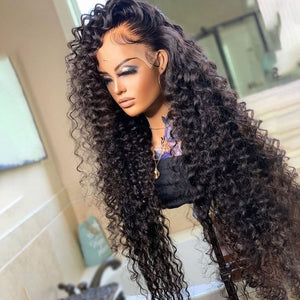 360 Lace Frontal Wig Water Wave Human Hair Wigs for wome13x4 Lace Front Wig 10 - 34 Inch Curly Glueless Virgin Brazilian 180% Density 4x4