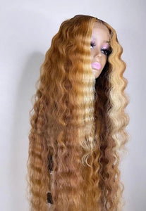 Mermaid Honey Blonde Deep Wave Human Hair Wig