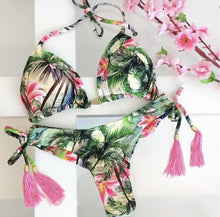 Load image into Gallery viewer, Tassel Leaves Island Print Bikini Set
