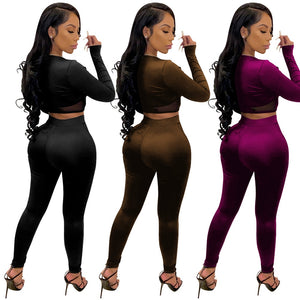 Lace Up Bandage Crop Top Tight Pants 2 Piece Set