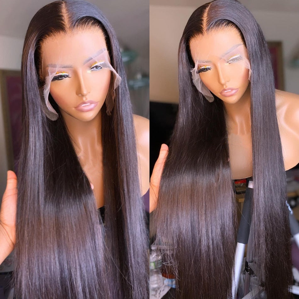 40 Inches Brazilian Bone Straight Transparent Human Hair Lace Wig