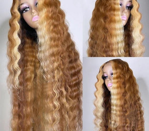 Mermaid Honey Blonde Deep Wave Human Hair Wig